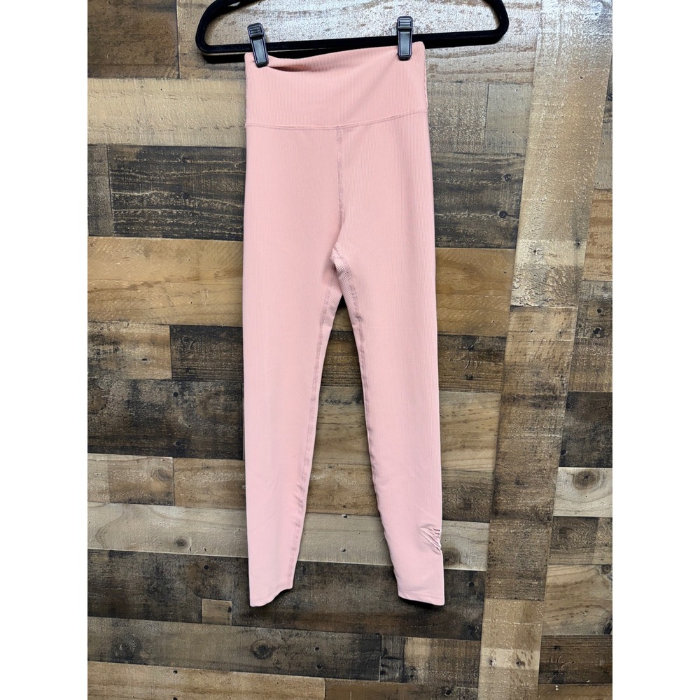 Heroine Sport Ribbed High Rise Leggings Blush Pink XS Made in USA Activewear
